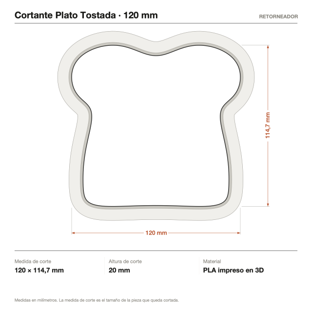 Cortante Plato Tostada - Tamaño a elección