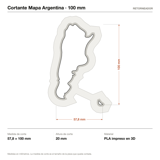 Kit Cortantes Mapa Argentina x4 (10, 14, 18 y 30 cm)