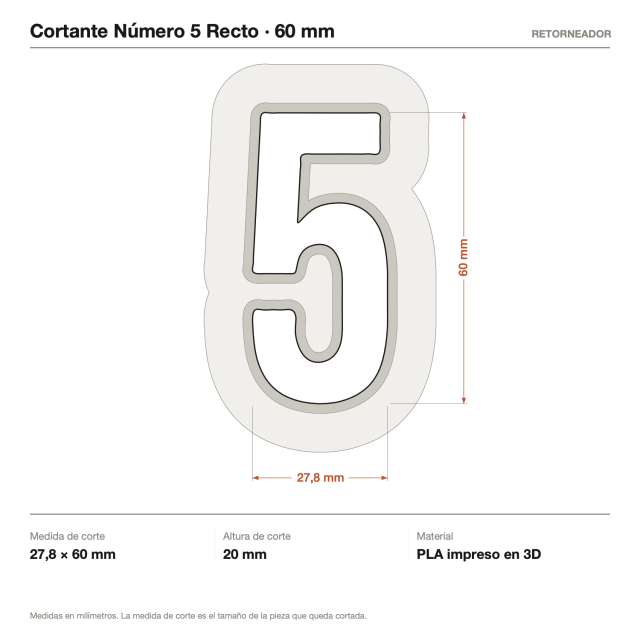 Kit Cortantes Número 5 Recto x4 (6, 10, 14 y 20 cm)