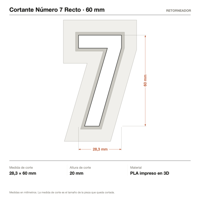 Kit Cortantes Número 7 Recto x4 (6, 10, 14 y 20 cm)