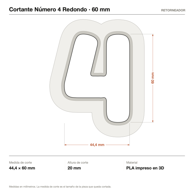 Kit Cortantes Número 4 Redondo x4 (6, 10, 14 y 20 cm)
