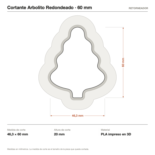 Kit Cortantes Arbolito Redondeado x4 (6, 10, 14 y 20 cm)