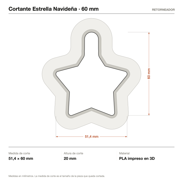 Kit Cortantes Estrella Navideña x4 (6, 10, 14 y 20 cm)