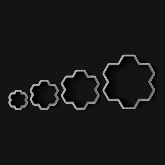 Kit Cortantes Mosaico 25 Estrella Hexagonal x4 (6, 10, 14 y 20 cm)