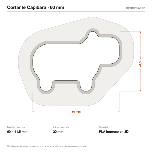 Cortante Capibara - Tamaño a elección