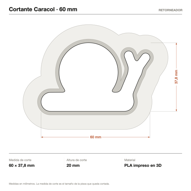 Kit Cortantes + Sellos Caracol x4 (6, 10, 14 y 20 cm)