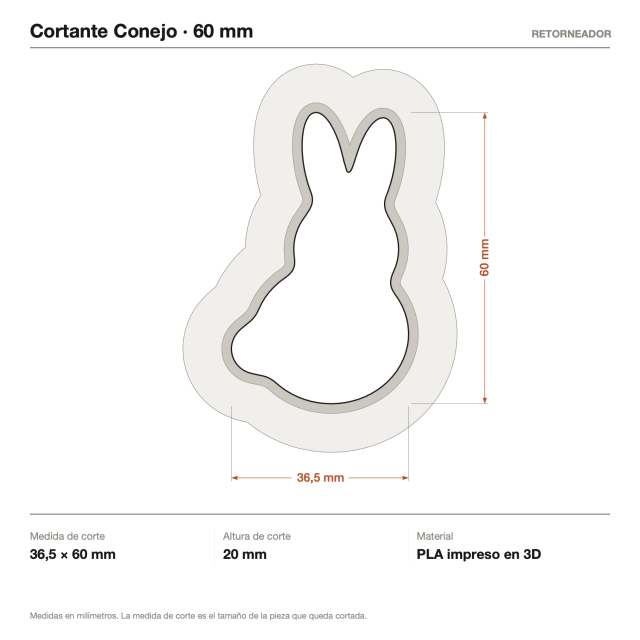Kit Cortantes Conejo x4 (6, 10, 14 y 20 cm)