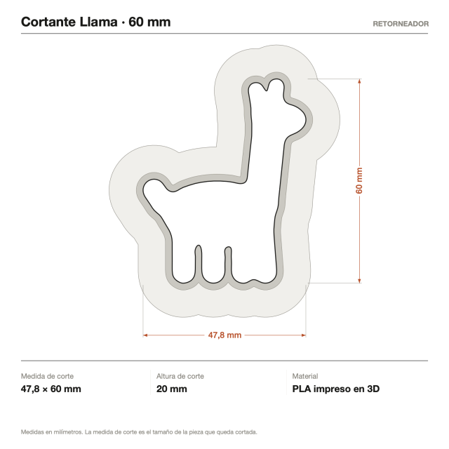 Kit Cortantes Llama x4 (6, 10, 14 y 20 cm)