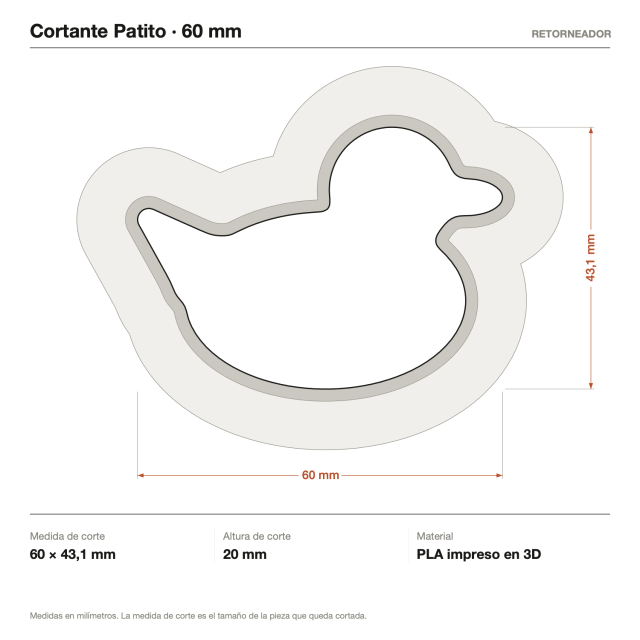 Kit Cortantes Patito x4 (6, 10, 14 y 20 cm)