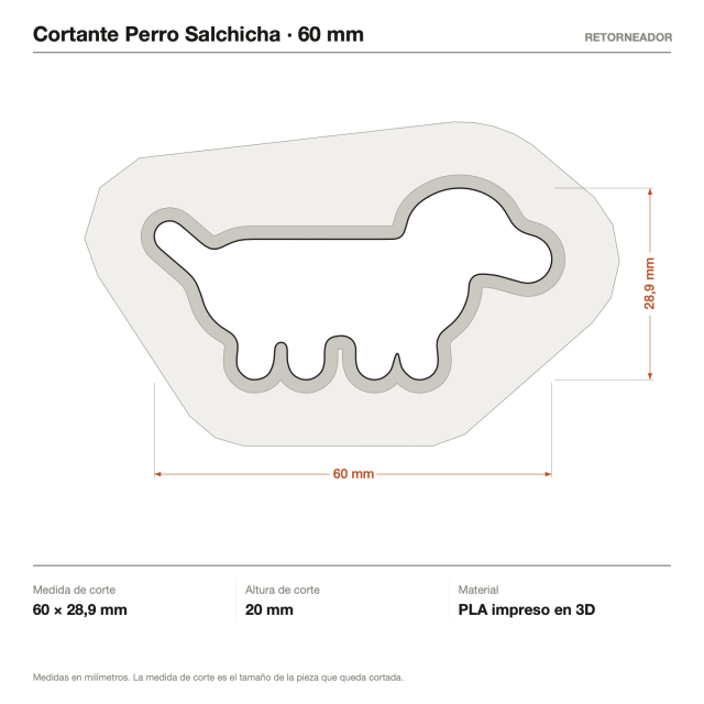 Cortante Perro Salchicha - Tamaño a elección