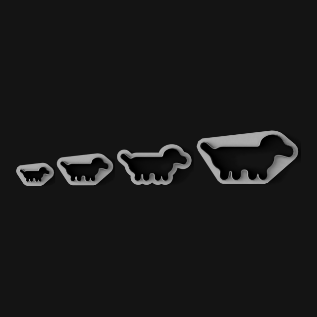 Kit Cortantes Perro Salchicha x4 (6, 10, 14 y 20 cm)