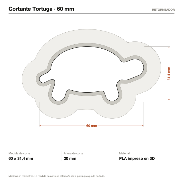 Kit Cortantes + Sellos Tortuga x4 (6, 10, 14 y 20 cm)