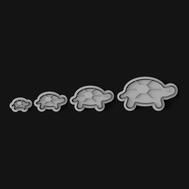 Kit Cortantes + Sellos Tortuga x4 (6, 10, 14 y 20 cm)