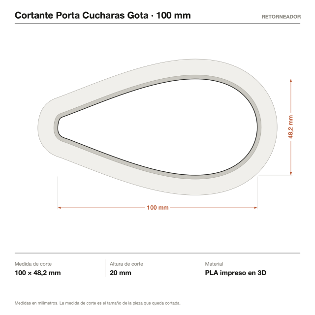 Kit Cortantes Porta Cucharas Gota x4 (10, 14, 18 y 26 cm)