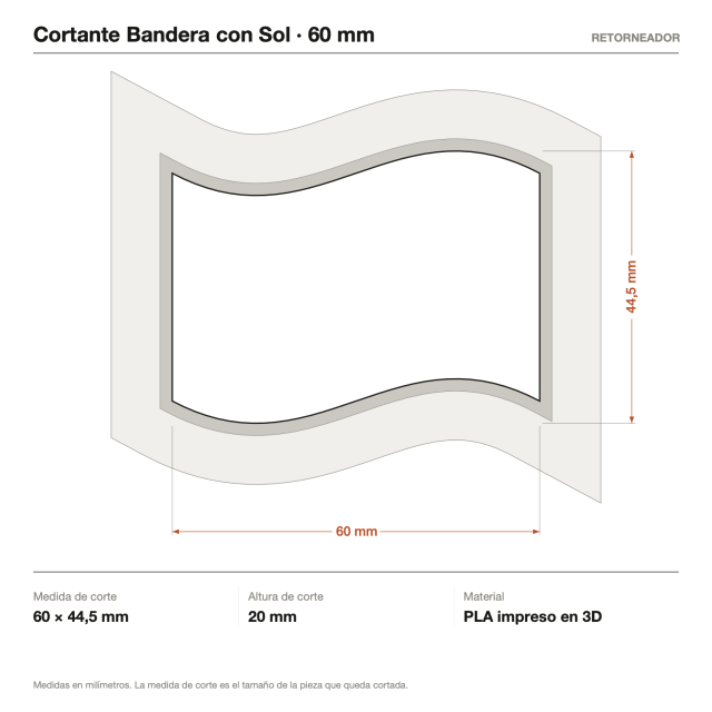 Kit Cortantes + Sellos Bandera con Sol x4 (6, 10, 14 y 20 cm)