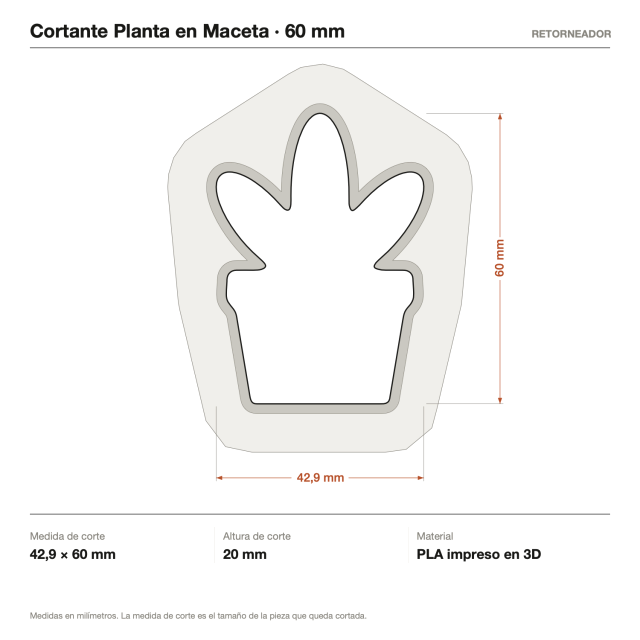 Cortante Planta en Maceta - Tamaño a elección