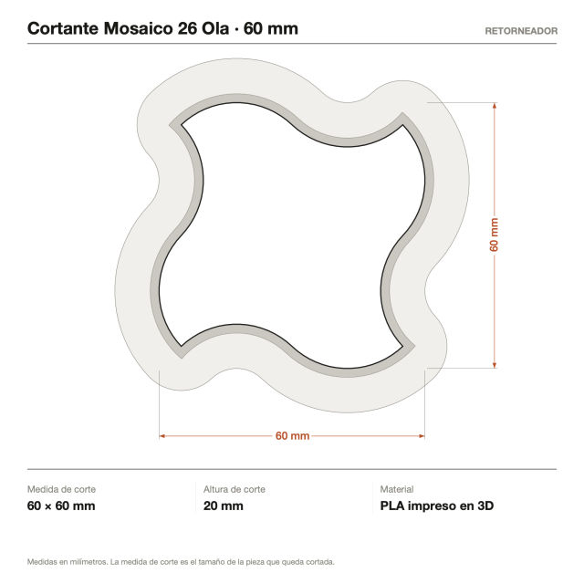 Kit Cortantes Mosaico 26 Ola x4 (6, 10, 14 y 20 cm)