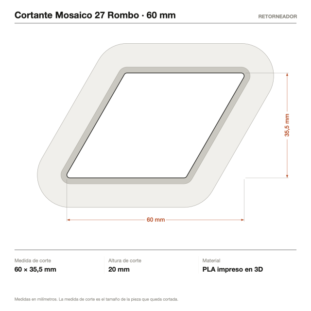 Kit Cortantes Mosaico 27 Rombo x4 (6, 10, 14 y 20 cm)