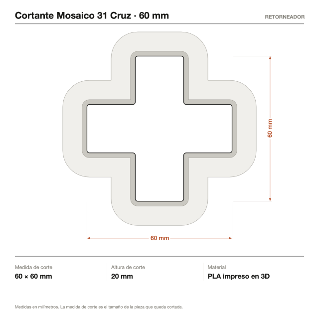 Kit Cortantes Mosaico 31 Cruz x4 (6, 10, 14 y 20 cm)