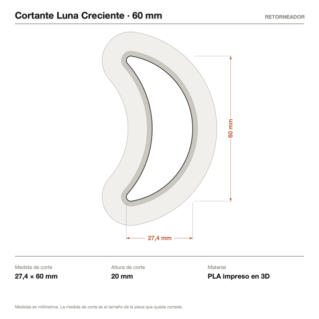 Kit Cortantes Luna Creciente x4 (6, 10, 14 y 20 cm)