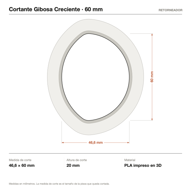 Kit Cortantes Gibosa Creciente x4 (6, 10, 14 y 20 cm)