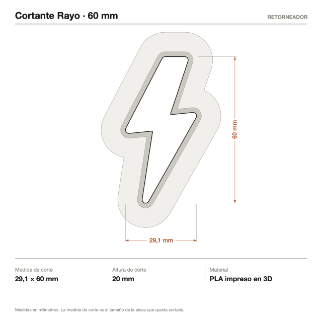 Cortante Rayo - Tamaño a elección